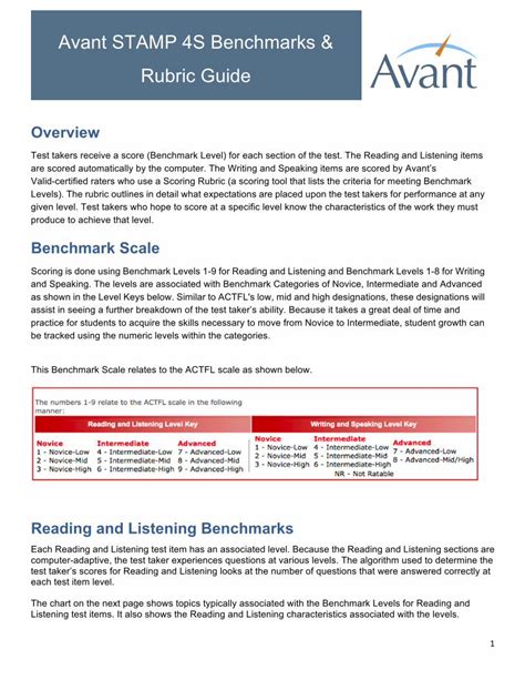 stamp benchmarks pdf